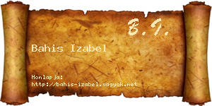 Bahis Izabel névjegykártya